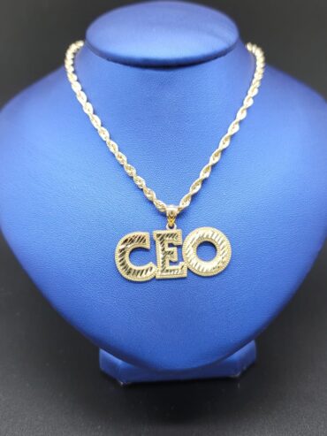 10 KT Yellow Gold Rope with CEO Pendant - 18"
