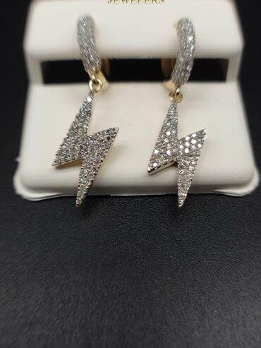 Lightning Bolt Dangling Diamond Earings 1.00Ct - 10kt