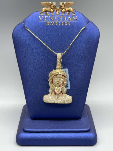 10KT Jesus Head Pendant