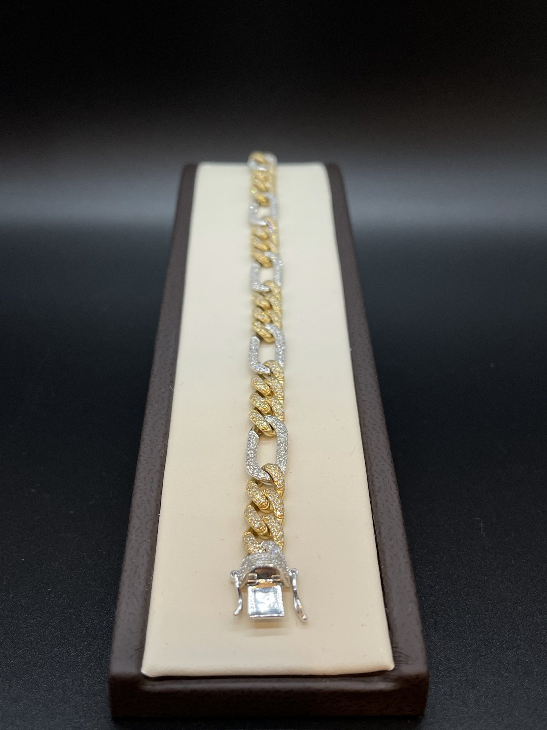 10KT Gold 2.65CT Figaro Dia Bracelet – VJ Diamond Sanford Orlando