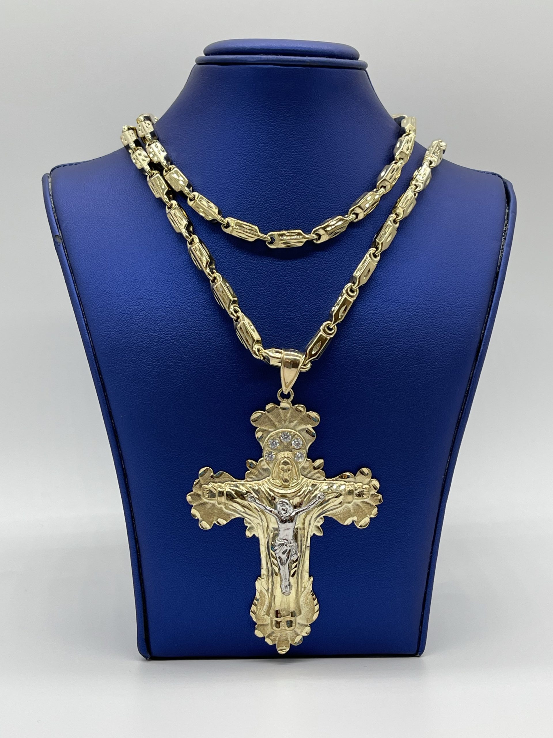10KT Gold Old School Cross Necklace Set – VJ Diamond Sanford Orlando