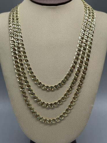 10KT Gold 4.5MM DiamondCut Mariners Link Necklace - 24"