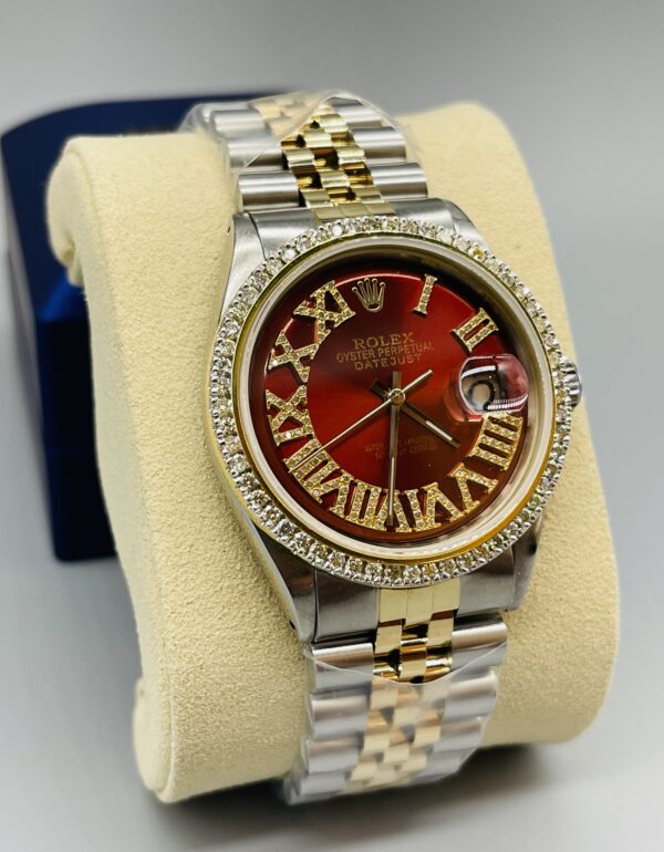 PreOwned DateJust Red Face Roman Numeral 2.50CT Dia Watch VJ