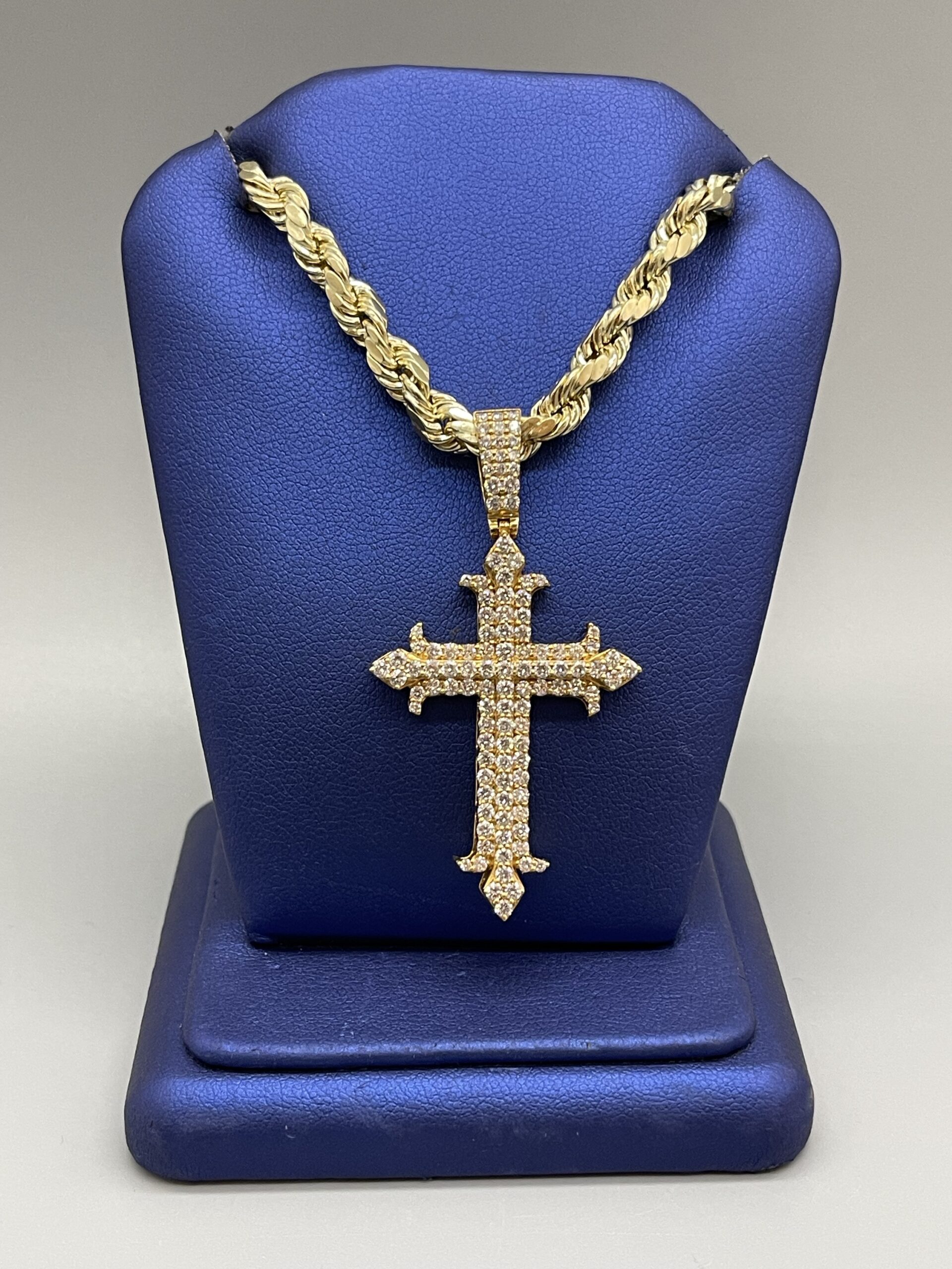 14k Gold Big cross with Jesus ( pendant or chain set ) — AB and J