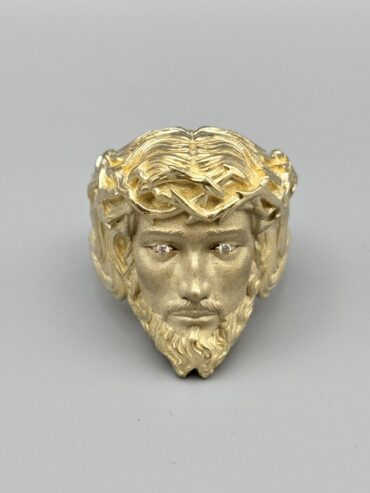 10KT Gold Jesus Face Mens Ring