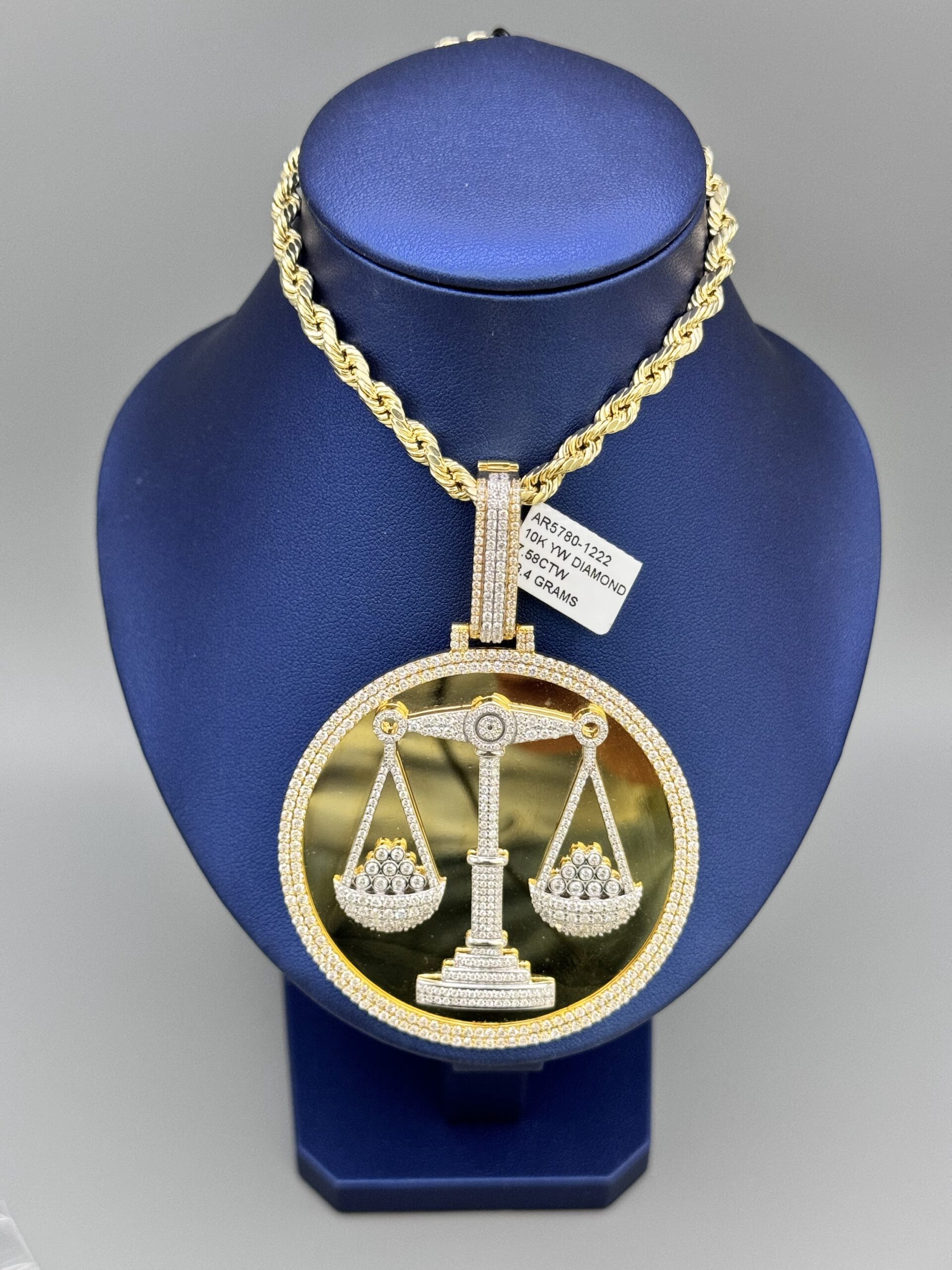 img_5052-4 10KT Gold Custom 7.68CT Diamond Justice Scale Pendant ComboSet - Image 1