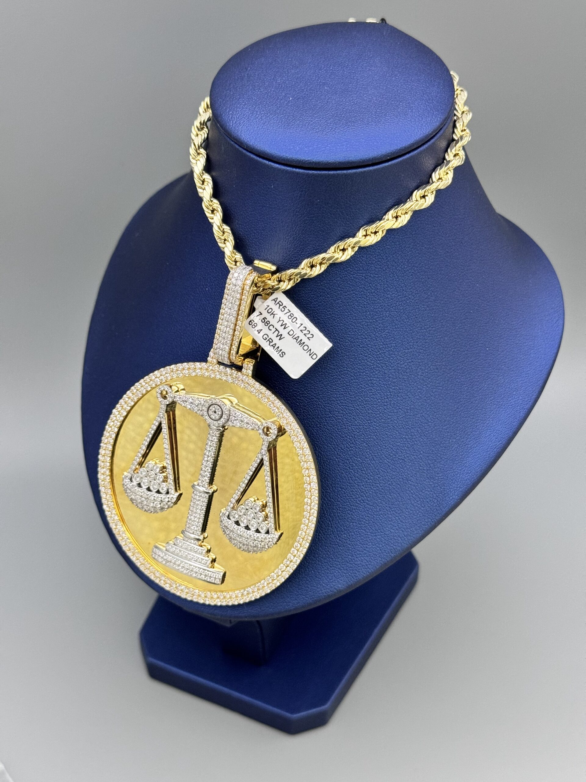 img_5053-2 10KT Gold Custom 7.68CT Diamond Justice Scale Pendant ComboSet - Image 2