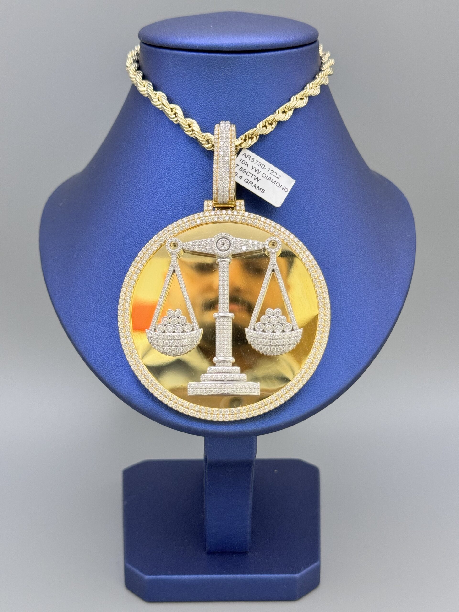 img_5057-5 10KT Gold Custom 7.68CT Diamond Justice Scale Pendant ComboSet - Image 4