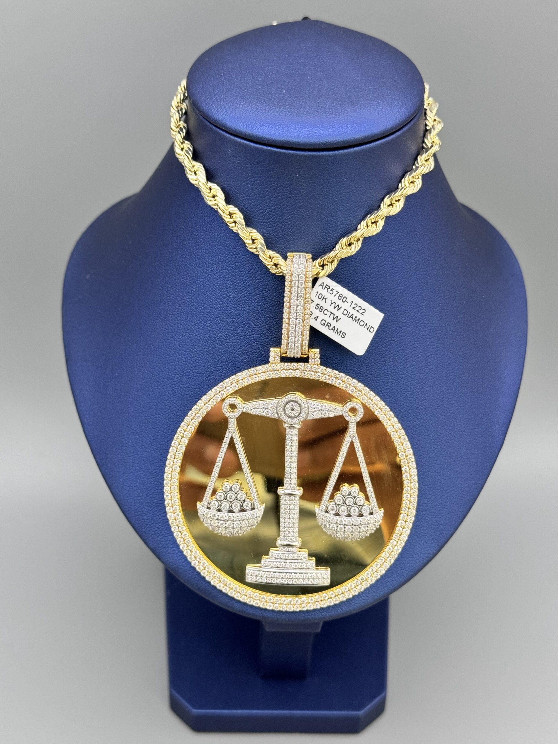 img_5058-5 10KT Gold Custom 7.68CT Diamond Justice Scale Pendant ComboSet - Image 5