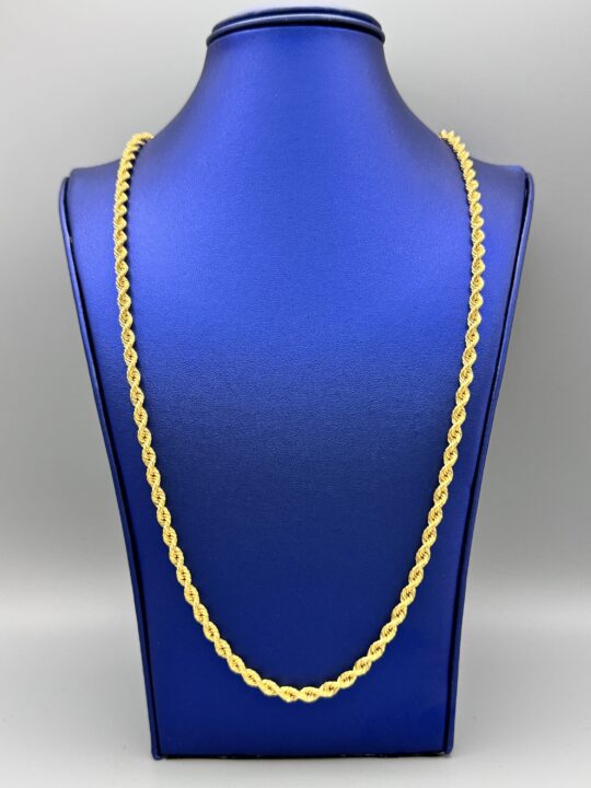 22KT Gold 4.5MM Rope Necklace 22” VJ Diamond Orlando