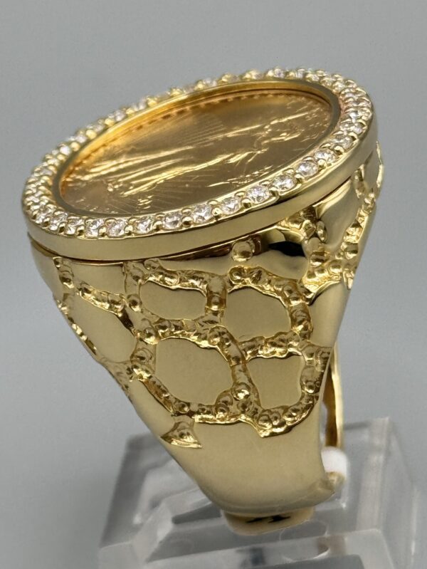 14KT Gold 0.95CT Diamond 1/4 OZ Coin Ring - VJ Diamond