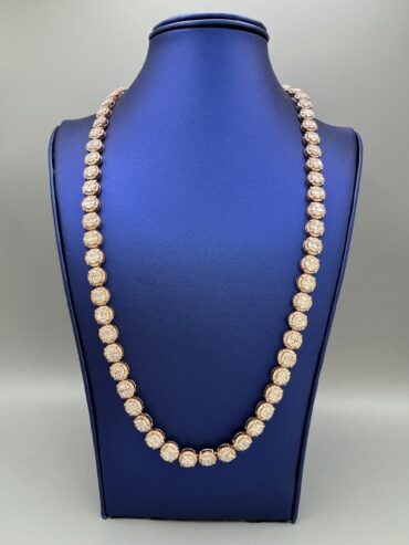 10KT R/Gold 8.5MM 15.00CT Baguette  Diamond Necklace