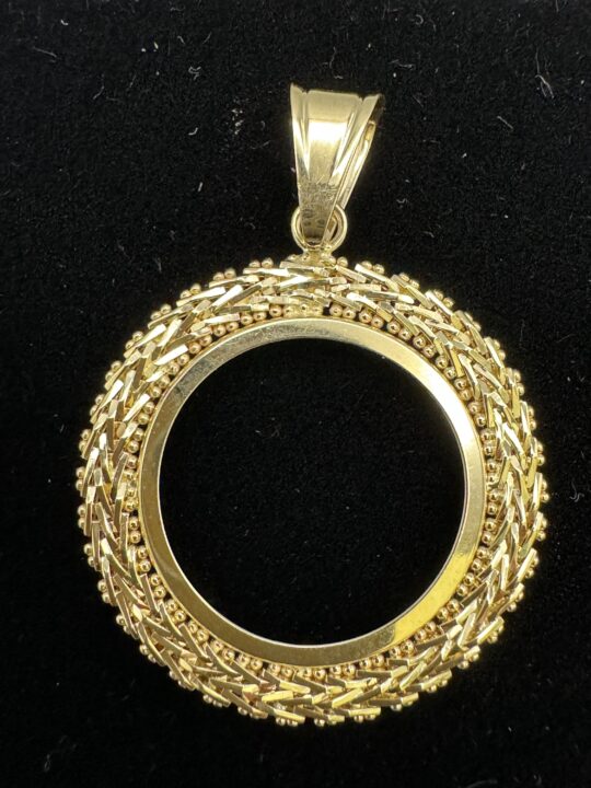 14KT Gold Coin Bezel For 1/4 Oz Coin m VJ Diamond Orlando