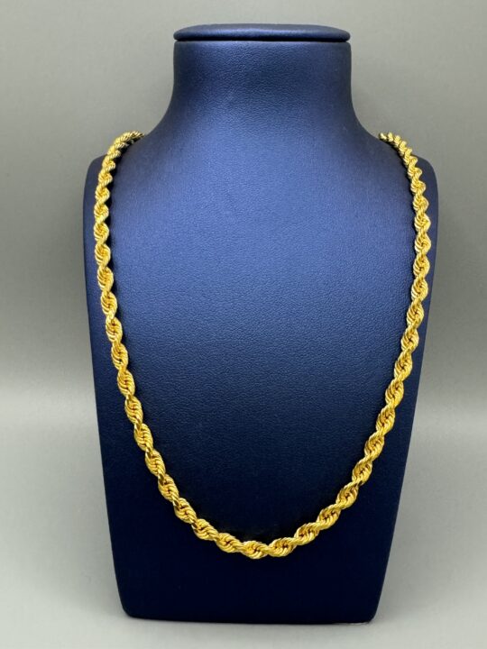 22KT Gold 5MM Solid Rope Necklace 22” VJ Diamond Orlando