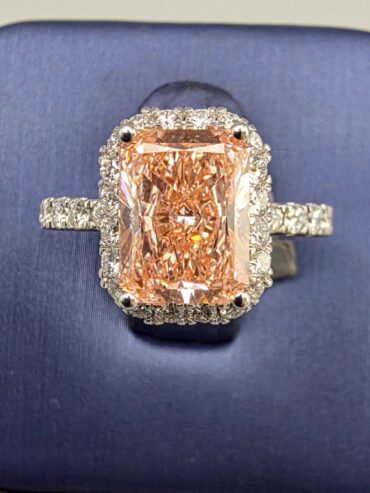 14KT W/Gold 4.00CT Pink RadiantCut LabGrown Diamond Ring